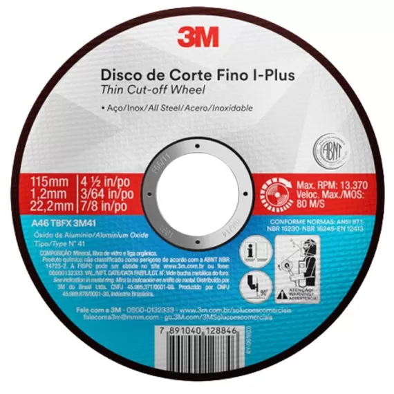 FERRAMENTAS ABRASIVASDISCOS DE CORTEDISCO DE CORTE FINO 3M I-PLUS 115/180/230MM