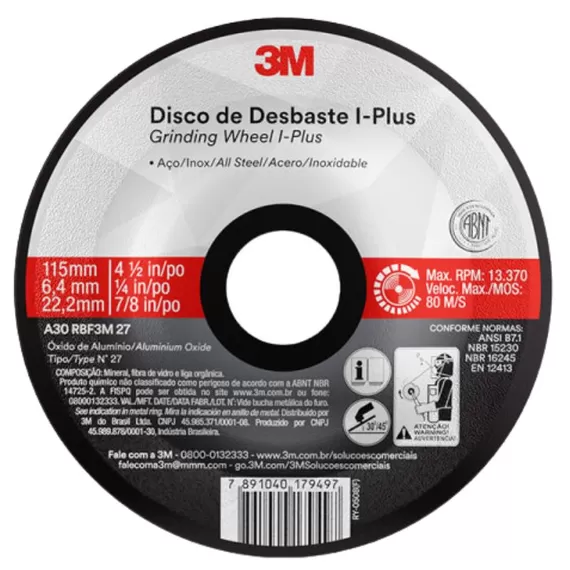 FERRAMENTAS ABRASIVASDISCOS DE DESBASTEDISCO DE DESBASTE 3M I-PLUS