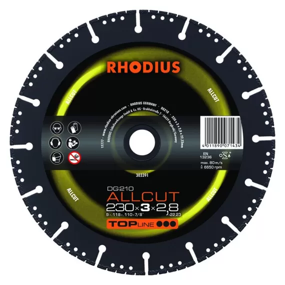 FERRAMENTAS ABRASIVASDISCOS DIAMANTADOSDISCO DE CORTE DIAMANTADO RHODIUS ALLCUT 115/180/230/300/350MM