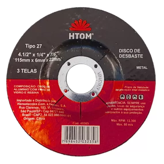 FERRAMENTAS ABRASIVASDISCOS DE DESBASTEDISCO DE DESBASTE HTOM 