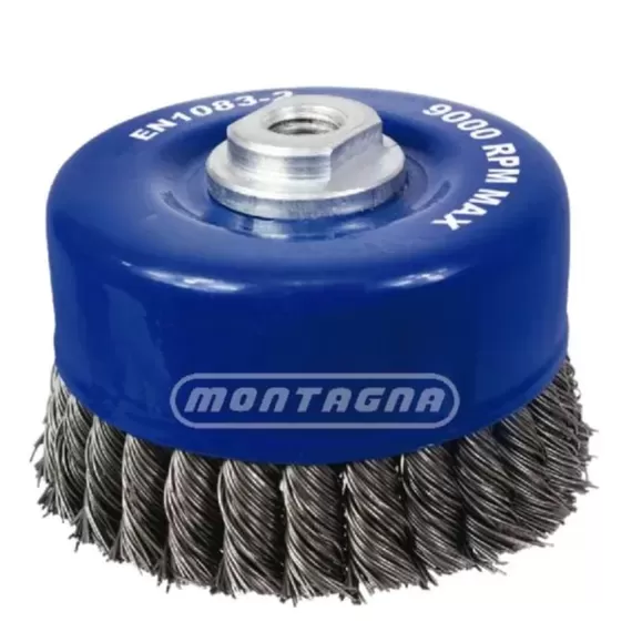 FERRAMENTAS ABRASIVASESCOVAS DE AÇOESCOVA COPO ARAME TRANÇADO MONTAGNA